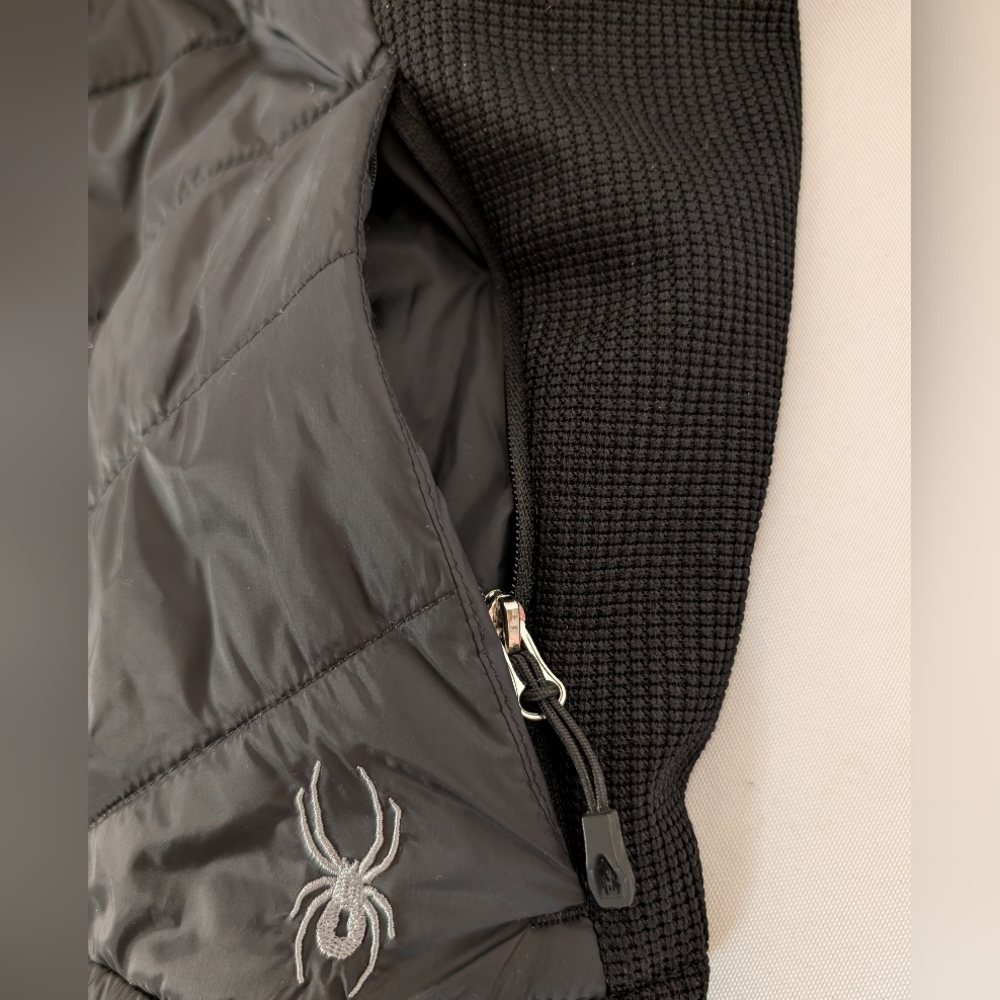 Spyder Therma Web Quilted Black Hooded Jacket Women Large - Picture 10 of 12